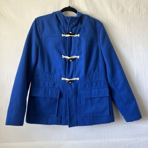 Old Navy Women's Marina Blue Toggle Button Closure Hoodie Coat Size L Fisherman - Picture 1 of 7